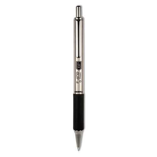 Zebra F402 Ballpoint Pen, fine 0.7 Mm, Black Ink, Stainless Steel