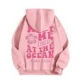 thumbnail image 4 of Crewneck Sweatshirts Women Fall Oversized Hooded Long Sleeve Blouson Off the Shoulder Drawstring Floral Leisure Cotton Hoodies Sweatshirts(Pink,S), 4 of 4
