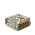 thumbnail image 2 of Suncoda Throw Blanket for Couch, 59x40 In Fleece Throw Blanket For Couch Soft Warm Fluffys Cream Solid ColorBlanket Decorative And Giftable Striped Blankets, 2 of 6