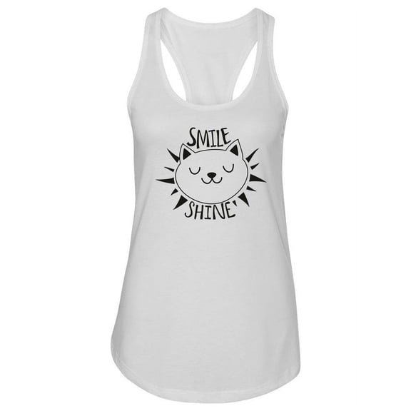 Smile And Shine Cat Design Tank Women -Image by Shutterstock, Female Small