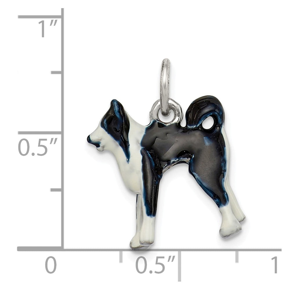 Black and White Border Collie Puppy Image Rhodium Plated Tie Clip in Gift Box