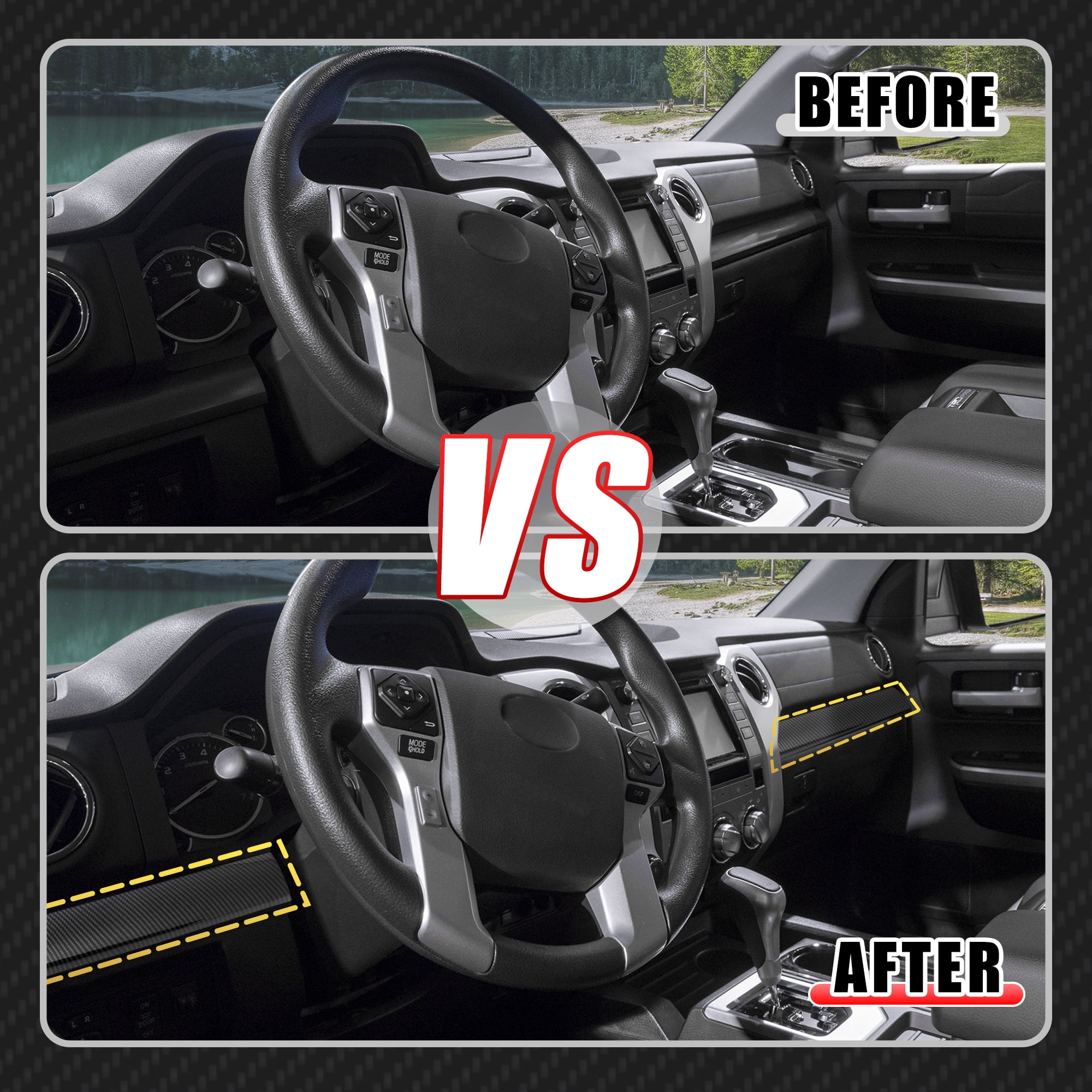 Carbon Fiber Pattern Center Console Dashboard Strip Cover Trim for Toyota