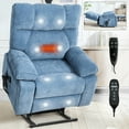 thumbnail image 2 of Barara King Reclining Chair Sofa with Hidden Cup Holders, Power-Remote, Medium-firm and Heavy Duty, Single Recliner with Massage Dual Motor Infinite Position Up to 350 LBS, Blue, 2 of 7