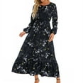 thumbnail image 2 of Xuniizn Floral Dress for Women, Long Sleeve Square Neck Fall Maxi Dress, Soft Thin Comfy Elegant Wedding Guest Dress, 2 of 7