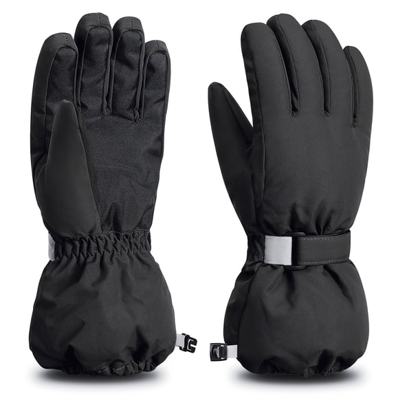ThxToms Kids Winter Gloves Waterproof Ski Snowboard Gloves for Ourdoor Sports, Boys and Girls Cold Weather Bike Gloves,Black,M