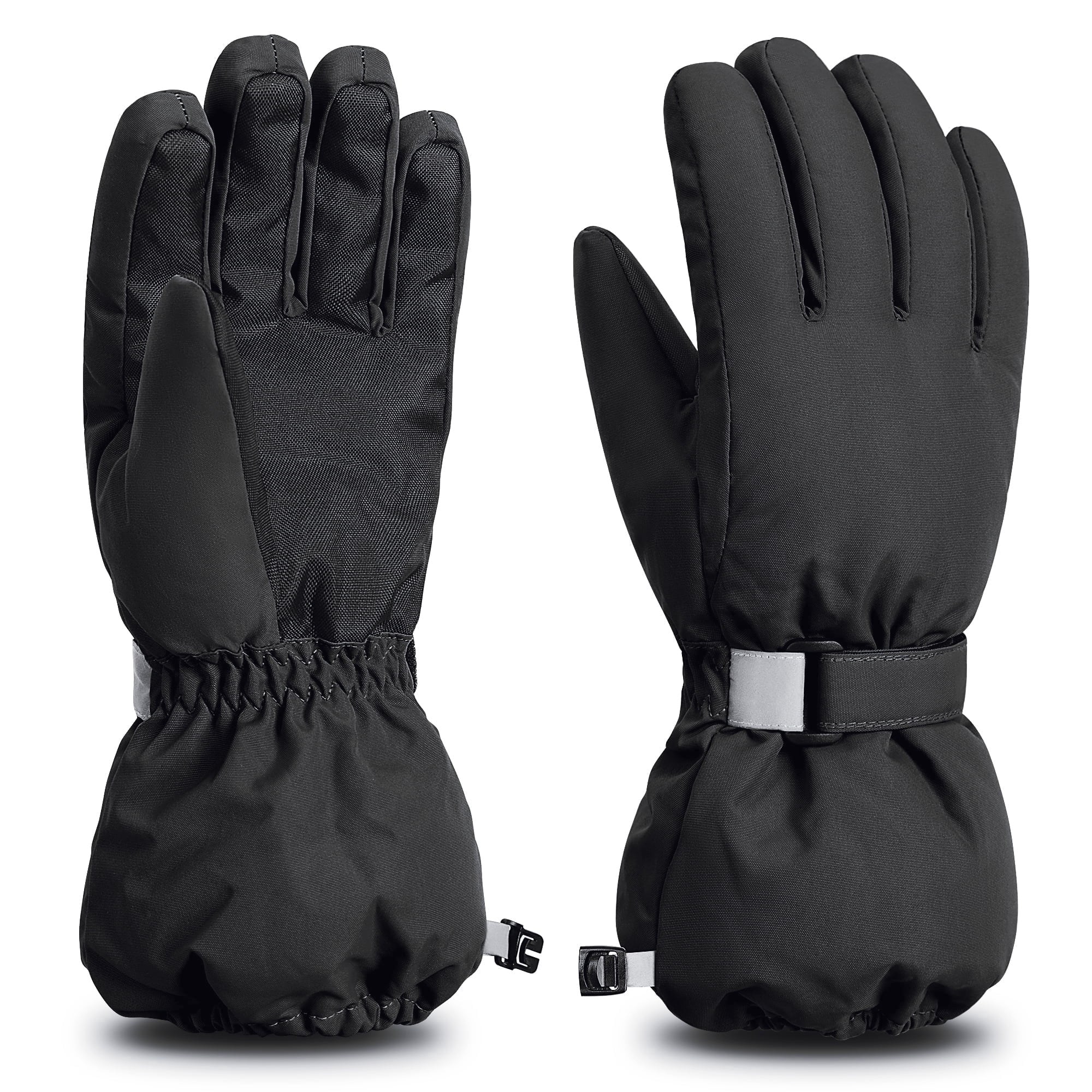 ThxToms Kids Winter Gloves Waterproof Ski Snowboard Gloves for Ourdoor Sports, Boys and Girls Cold Weather Bike Gloves,Black,M