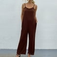 thumbnail image 2 of HBFAGFB Rompers for Women Dressy Summer Thin Shoulder Strap Retro Work Pants with Pockets Brown Size M, 2 of 6