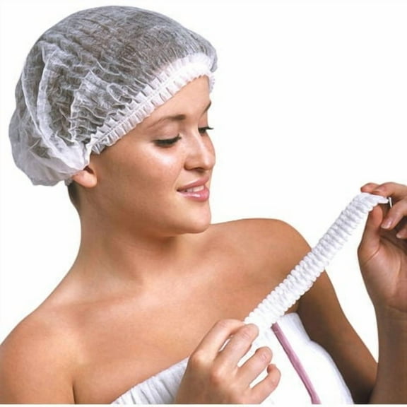 Disposable Hair Caps 100 Pieces (White) - Breathable and Durable Bouffants Protective Mask