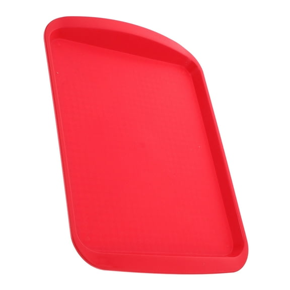 LEORX Red Rectangular Plastic Serving Tray for Snacks and Fruits with Non Slip Design