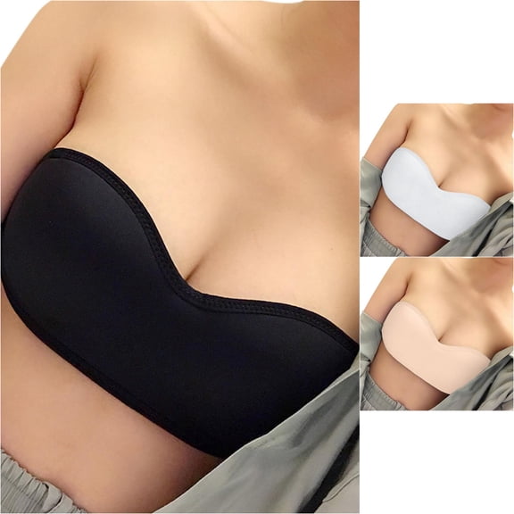 Women Strapless Bandeau Bra WireâFree Thin Summer Antiâ Padded PushâUp Invisible TubeâTop Bralette