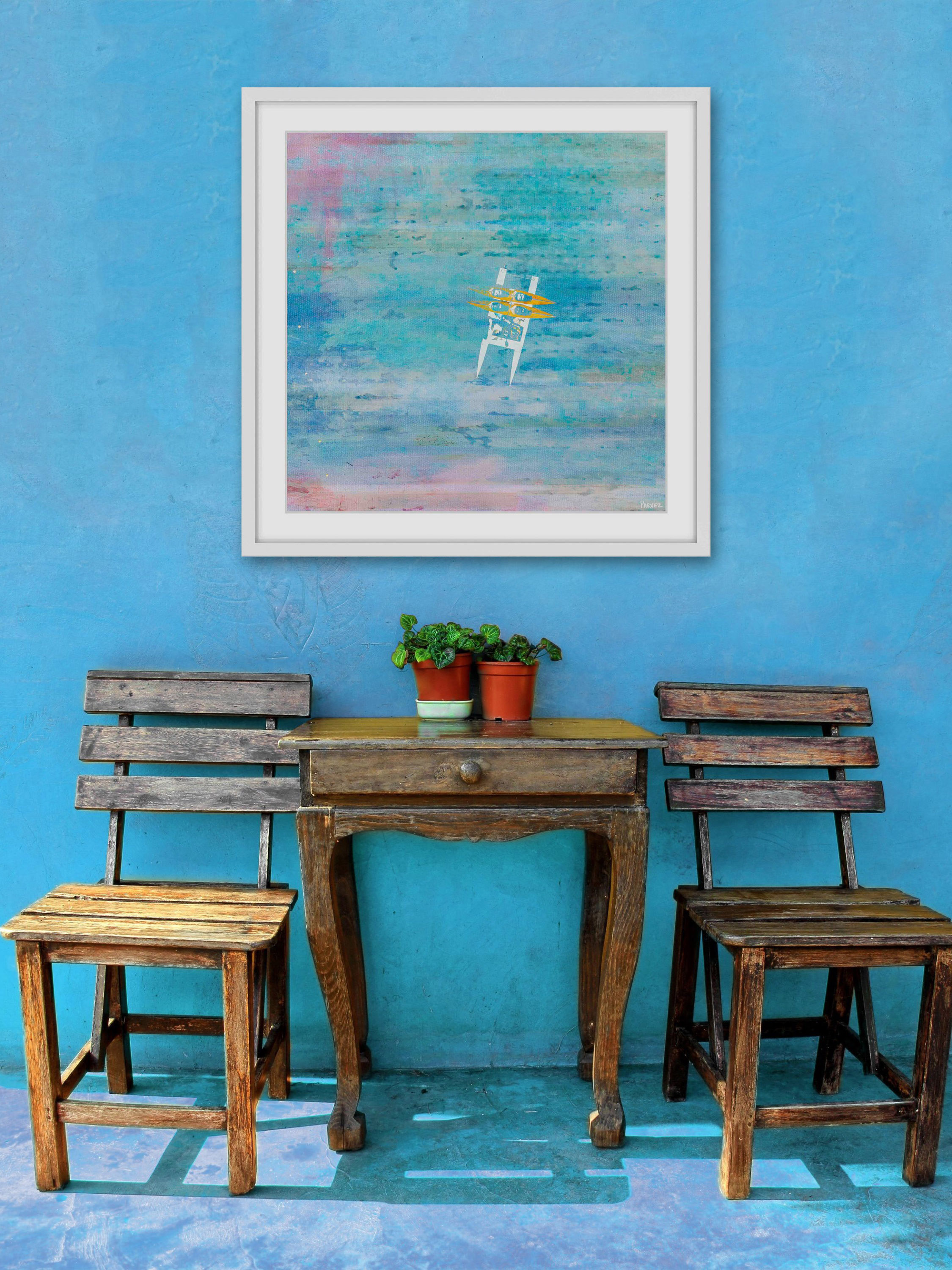 "Orange Kayaks" Framed Painting Print