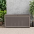 thumbnail image 6 of KAMEROUT 100 Gallon Resin Deck Box, Package Delivery Box with Lockable Lid, Waterproof Outdoor Storage Box For Garden Tools, Patio Cushions, Brown, 6 of 7