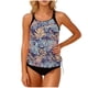 thumbnail image 2 of Traje de baño de 2 piezas para mujer, trajes de baño para mujer, bikini de top tipo jersey estampado y braguita, bikini suelto con cordón ajustable, conjunto de bikini de poliéster para mujer, 2 of 5