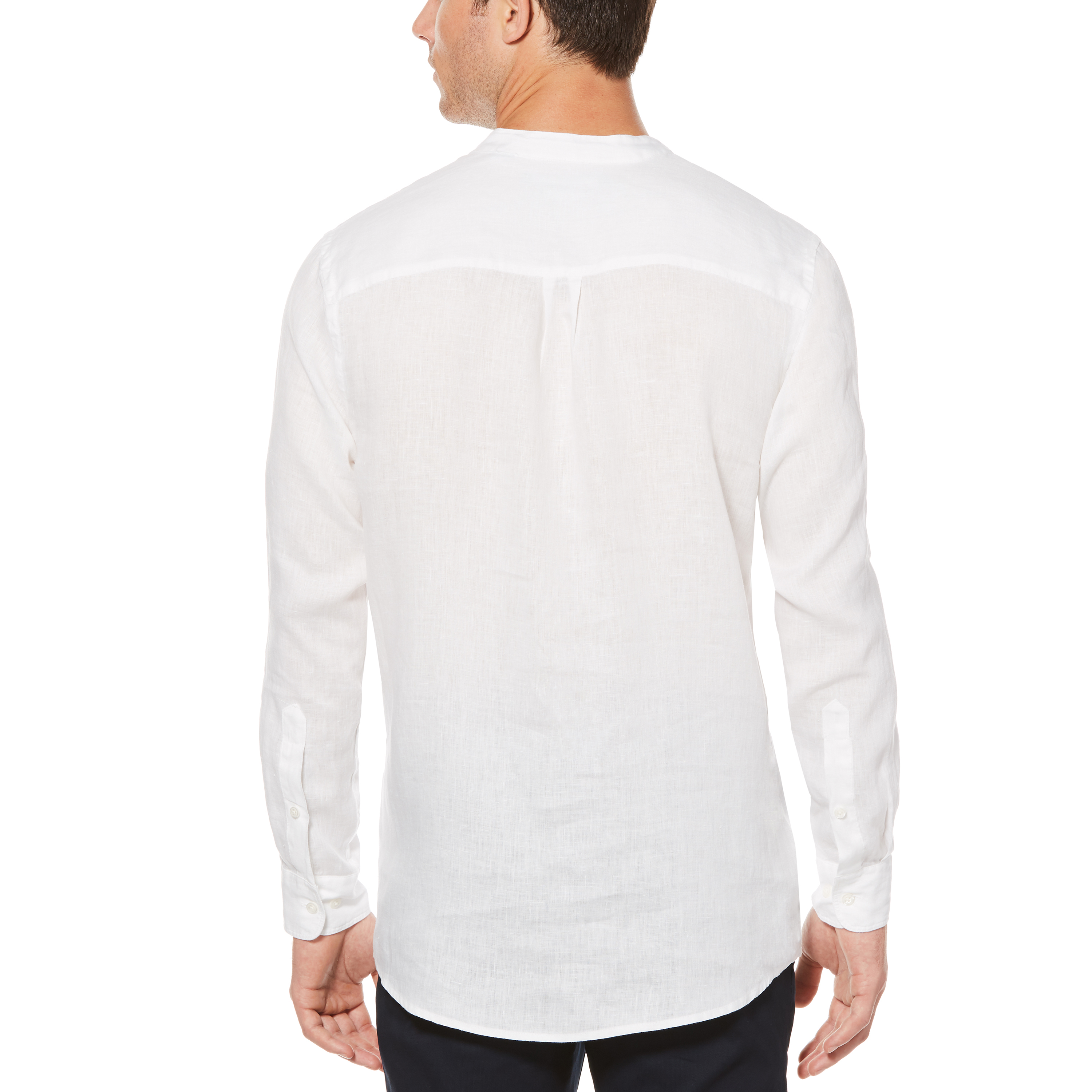 Men's Long-Sleeve Solid Linen Popover Shirt