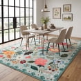 thumbnail image 3 of Lalado 8ft x 10ft Area Rugs for Living Room Washable Rugs Boho Floral Carpet Soft Low Pile Non-Slip Rug for Bedroom Dining Room Indoor Vintage Home Decor, Green, 3 of 11