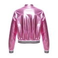 thumbnail image 2 of Alvivi Kids Girls Shiny Metallic Long Sleeve Zipper Jacket Coat Jazz Hip Hop Street Dance Outwear Pink 14, 2 of 7