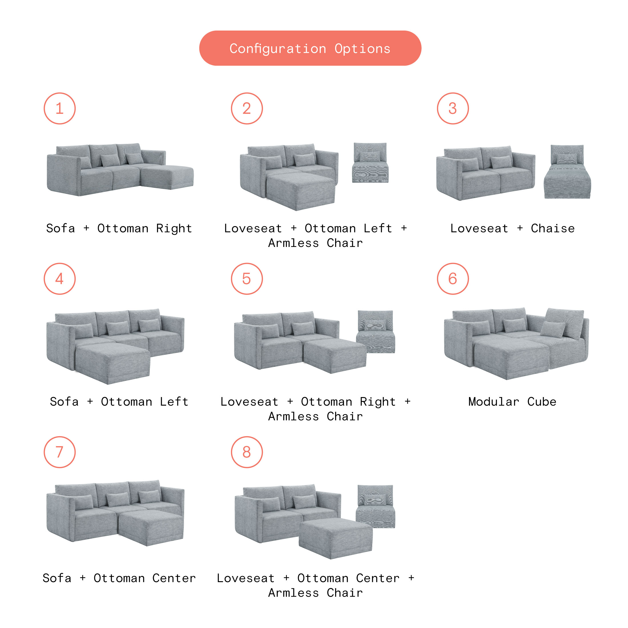 Beautiful Drew Modular Sectional Sofa with Ottoman by Drew Barrymore, Gray Fabric - image 2 of 15