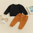 thumbnail image 3 of Infant Baby Boys Fall Winter Outfits Long Sleeve Sweatshirt Letter Print Pullover Tops Jogger Pants Set, 3 of 6