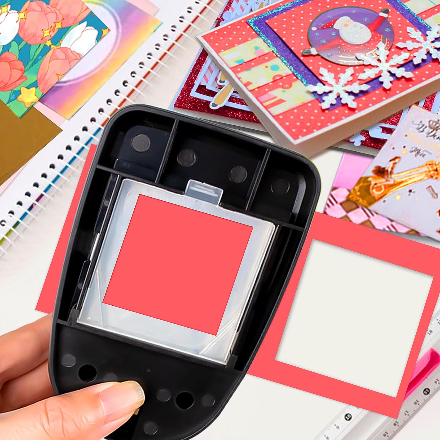 ABPETE Square Punch 1.9 inch Square Hole Puncher for Crafts Squares Paper Punches