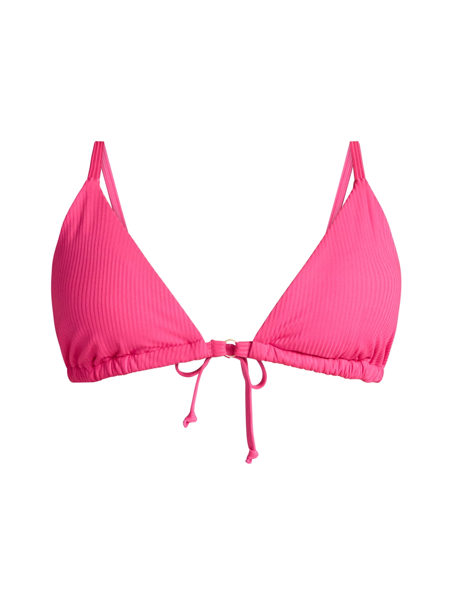 Time and Tru Women's Ottoman Rib Triangle Bikini Top, Sizes XS- 2X