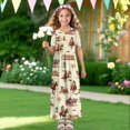 thumbnail image 4 of Uourmeti Western Cowboy Horse Print Girls Maxi Summer Dress with Pocket Short Sleeve Spring Boho Long Sundress Casual School for Kids, Size 13-14 Years, 4 of 7