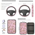 thumbnail image 3 of Yuyamidu 13 PCS Camo Hunting Car Seat Covers Set Pink Wood Steering Wheel Cover Seat Belt Covers Car Armrest Cover Cushion Coasters Lipstick Holder Keychain Auto Interior Accessories, 3 of 6