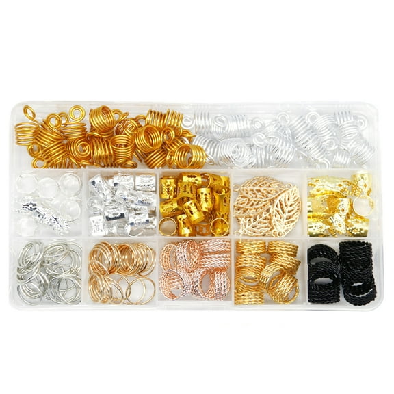 Happydeer 200Pcs/Set Multiple Shapes Dreadlock Beads Shaping Hairstyle Mini Hair Braid Cuffs Clips Spiral Extension Accessory for Female