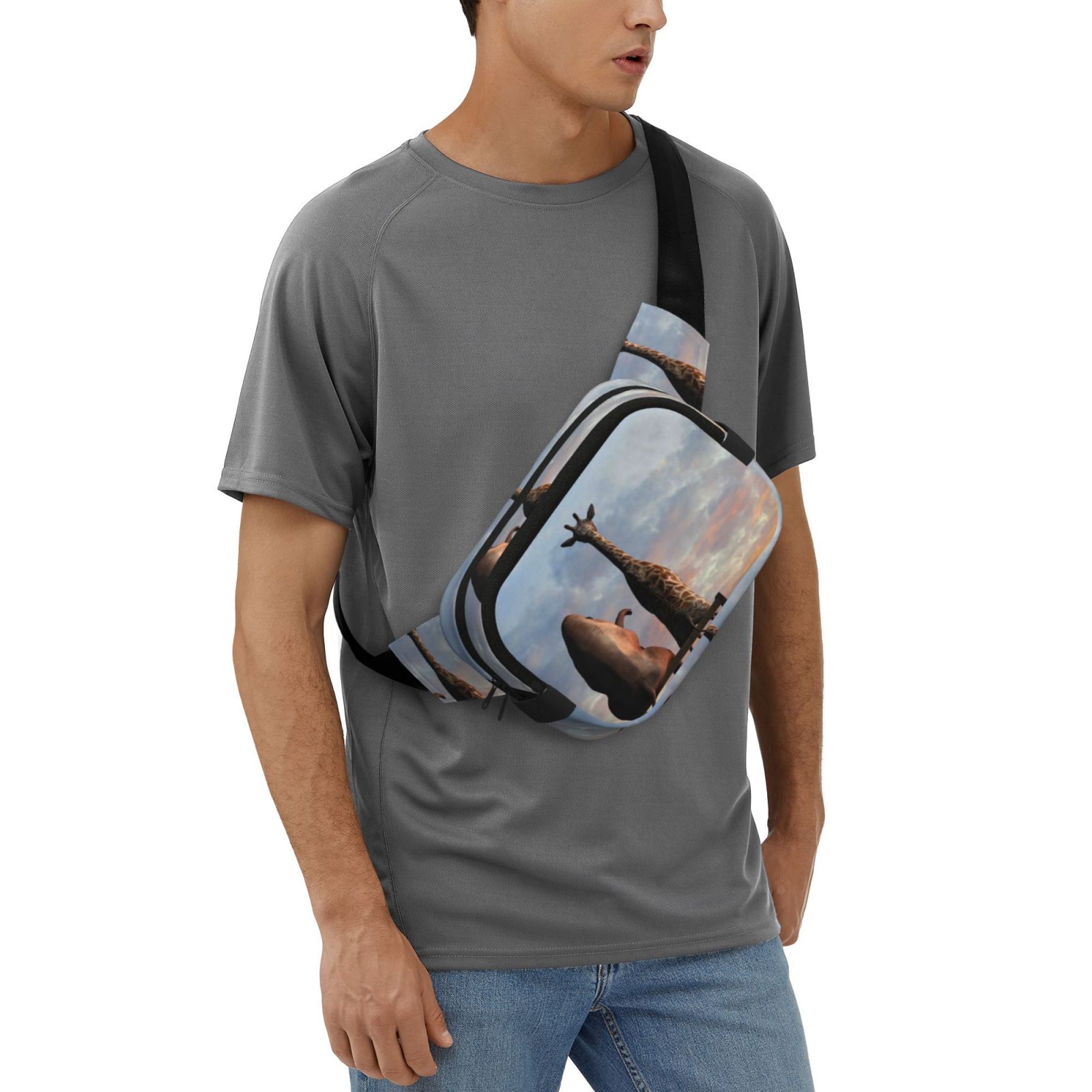 Hirioo Elephant Giraffe for Double Layer Waist Bag Adjustable Fanny Pack For Travel Running Hiking