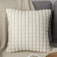 thumbnail image 2 of WNFJR Throw Pillow Covers 17.7×17.7 Inch, Square Cushion Case, Fluffy Faux Rabbit Fur Plaid & Soft Velvet Back, Modern Home Decor for Couch Bed, 2 of 4