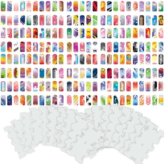 Custom Body Art Airbrush Nail Stencils -  Design Series Set # 3 includes 20 Individual Nail Templates with 12 Designs