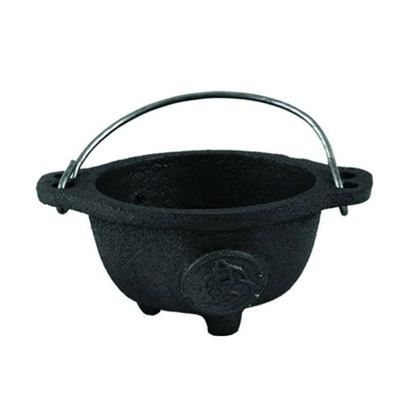 4" Triquetra Cast Iron Cauldron with Carry Handle for Spells, Smudging, Ritual & Blessings