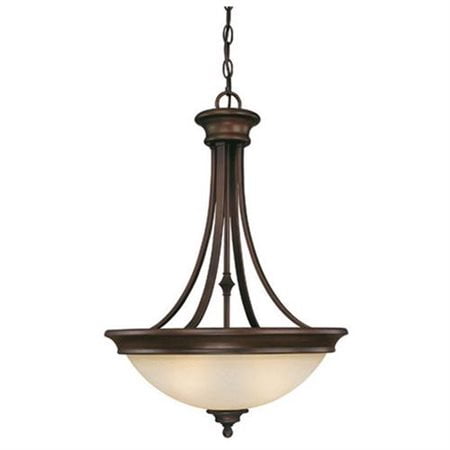 - Belmont Three Light Inverted Pendant in Burnished Bronze