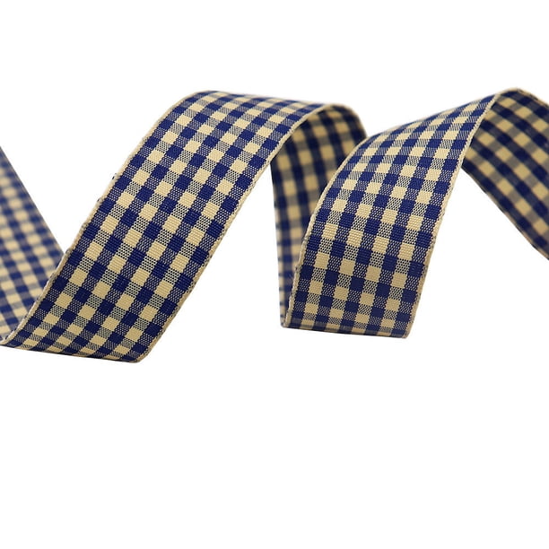 XmhyTop-A Cintas de 5 yardas a cuadros para envolver regalos navideños, decoración DIY, cinta de poliéster duradera con estampado a cuadros para manualidades, R24