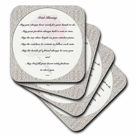

Irish blessing on pale yellow background with a red rose and laced border set of 8 Coasters - Soft cst-27408-2