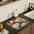 thumbnail image 5 of Yayeee Dish Drying Mat for Kitchen Counter 18" x 24" Microfiber Super Absorbent Coffee Decorative Pad, Black Plaid Floral, 5 of 9