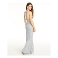 thumbnail image 2 of CITY STUDIO Womens Gray Glitter Lace Floral Sleeveless V Neck Full-Length Sheath Prom Dress 13, 2 of 4