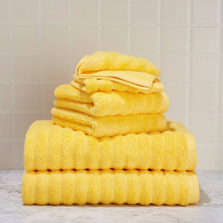 Mainstays Performance Textured 6-Piece Bath Towel Set - Sunray Yellow