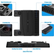 PS5 Charger Station, PS5 Cooling Fan Stand, PS5 Charger Stand with Controller Charger, PS5 Vertical Stand with Cooling Fan and LED Indicator, 3 Levels Adjustable Fans Speed, 12 Game Rack Organizer
