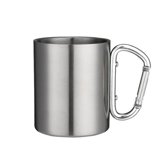 180ml Stainless Steel Mug with Folding Handle and Carabiner for Camping, Outdoor Travel, Climbing, and Hiking - Portable