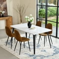 thumbnail image 2 of Homy Casa 4-Piece Fabric Upholstered Dining Chairs with Curved Backs for Bistro Kitchen, Brown Faux Suede, 2 of 10