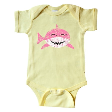 

Inktastic Cute Distressed Pink Shark Gift Baby Boy or Baby Girl Bodysuit