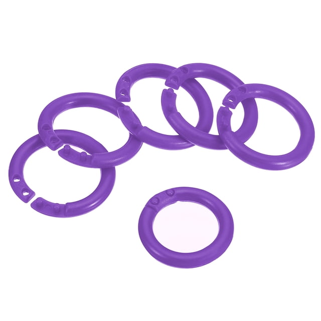 Unique Bargains 0.8' OD 0.6' ID Loose Leaf Rings Binder Ring Plastic for Book DIY Scrapbook Notebook, Purple 50 Pack