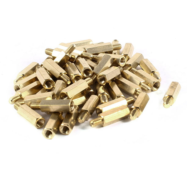 50 Pcs Brass Hex Standoff Spacer M4x16mm Female to M4x6mm Male M4 16+6mm