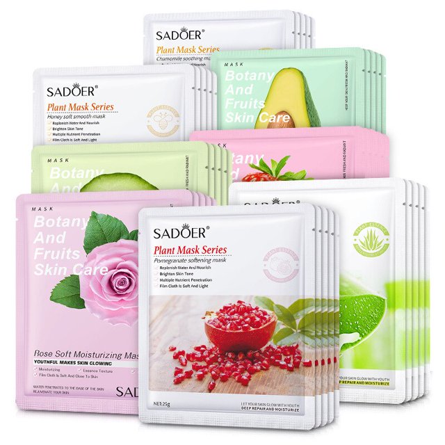 Hojas de mascarilla Facial de fresa, mascarillas de Manzanilla, Granada, pepino, planta, fruta, Control de aceite, antiarrugas, antienvejecimiento, 8 unidades8 pieces chamomile8 pieces He Qiyong unisex