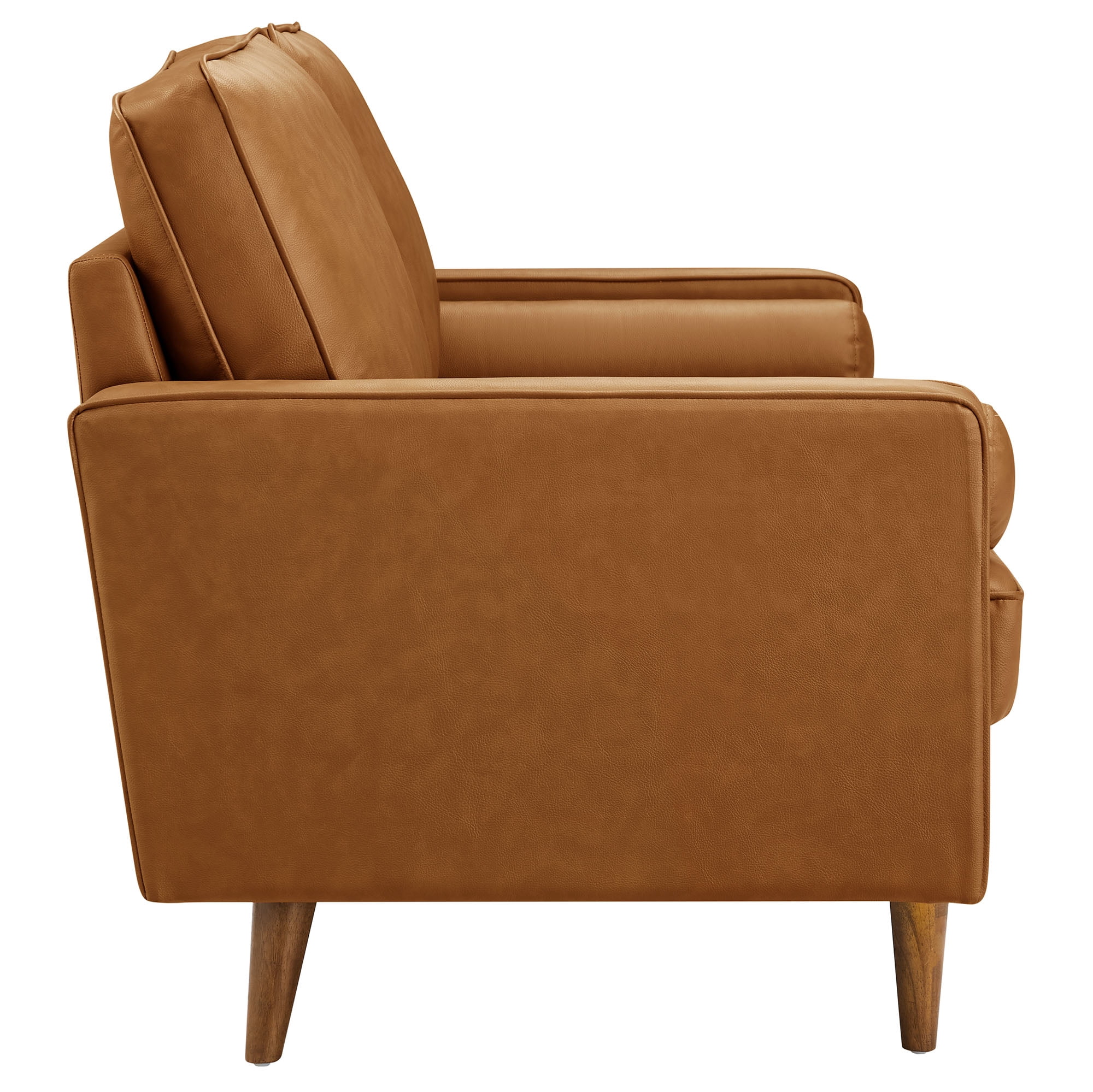 Modway Valour Tufted Vegan Leather Loveseat in Tan
