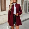thumbnail image 4 of Coats for Women Single Breasted Trench Coat Fashion A-Line Fall Winter Jackets, Long Sleeve Pure Color Coat for Winter Season,Red,M, 4 of 5
