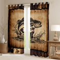 thumbnail image 2 of Manfei Farmhouse Bass Fish Curtains and Drapes Pack of 2 (52x63 Each), Fishing Hook Black Out Curtains, Tan Black, 2 of 6