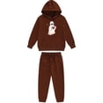 thumbnail image 5 of Piuwrlz Hood Sweatsuits Sets 2pcs Kid Girls Jogger Set Hoodies and Sweatpants Brown Size 6 Years, 5 of 6