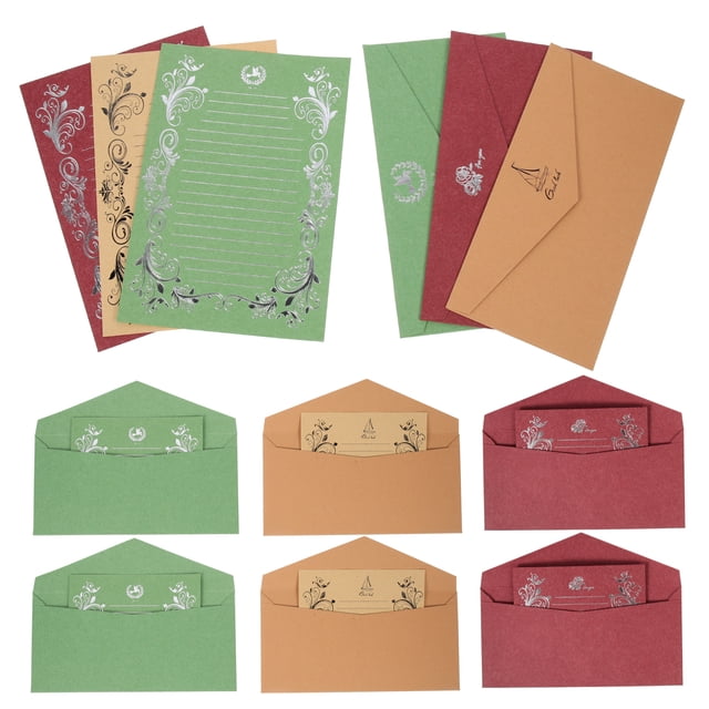 12 juegos de sobres vintage, papel para escribir cartas, papelería, kit de cartas, kit de sobres