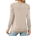 thumbnail image 4 of qolati Women's Dressy Casual Long Sleeve T-Shirts Trendy Crew Neck Puffy Sleeve Tunic Shirt Classic Fit Basic Lightweight Going Out Tops, 4 of 4